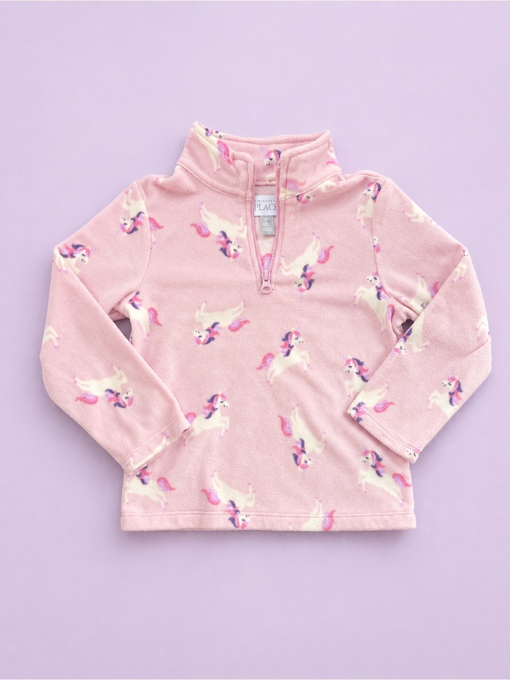 The Children's Place Pink Fleece Pullover with Unicorn Print